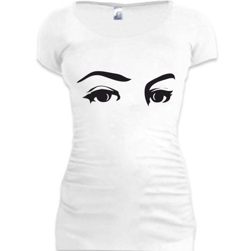 Женская удлиненная футболка с глазами