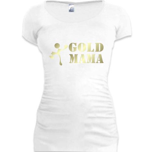 Женская удлиненная футболка Gold мама