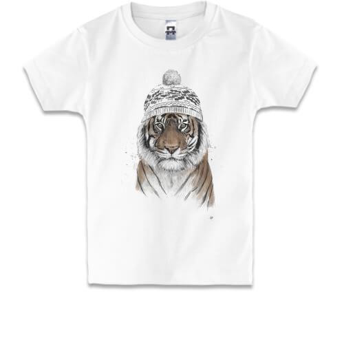 Дитяча футболка з тигром у шапочці