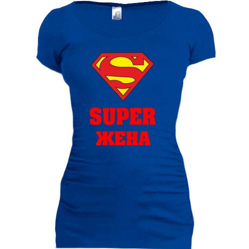 Женская удлиненная футболка Супер жена
