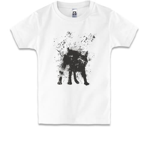 Детская футболка с чёрным котом в брызгах