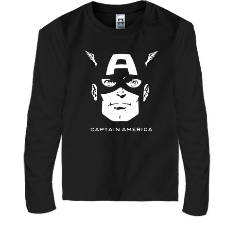 Детская футболка с длинным рукавом лицом Капитана Америка