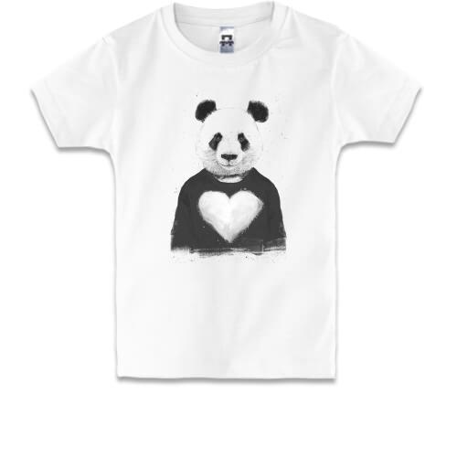 Дитяча футболка з пандою з серцем на грудях