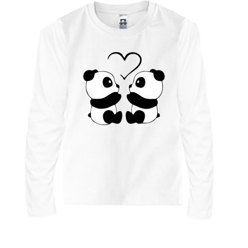 Детская футболка с длинным рукавом с влюблёнными пандами и сердц
