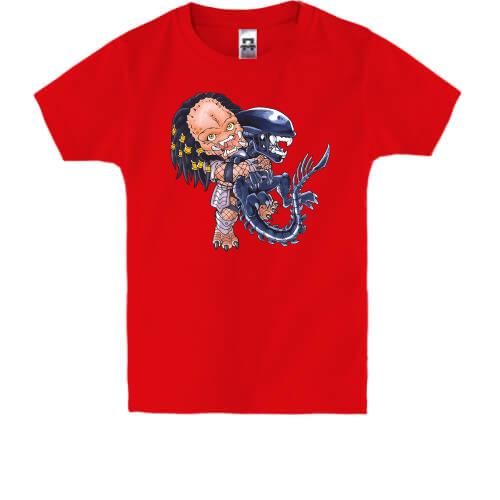 Детская футболка Хищник против чужого поа-арт