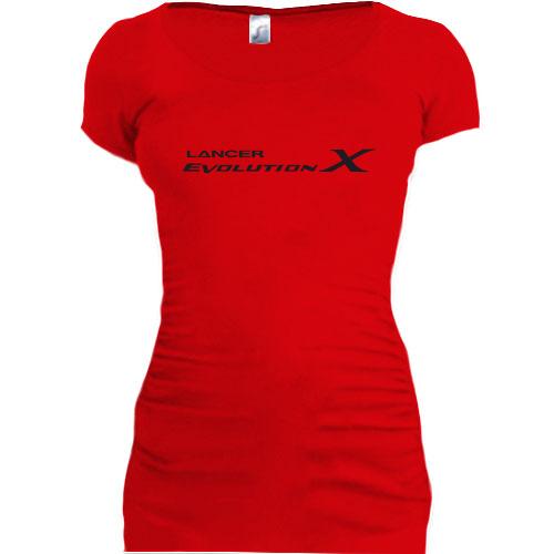 Женская удлиненная футболка Mitsubishi lancer EVO