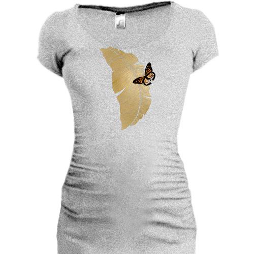 Подовжена футболка Метелик на золотому листі