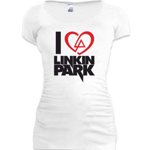 Женская удлиненная футболка I love linkin park (Я люблю Linkin P