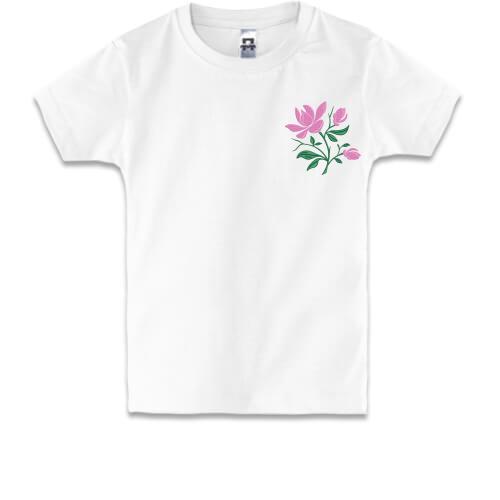 Детская футболка с вышитым цветком Мини