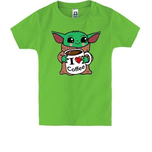Детская футболка с мастером Йода и кофе