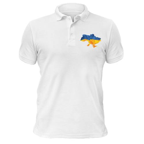Чоловіча футболка-поло з полігональною карткою України
