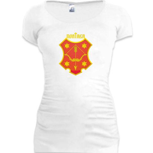 Женская удлиненная футболка Герб города Полтава