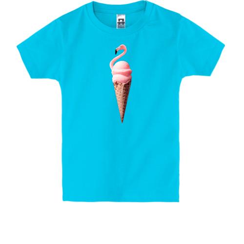 Детская футболка Мороженное фламинго