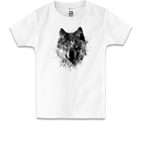 Детская футболка Волк акварель