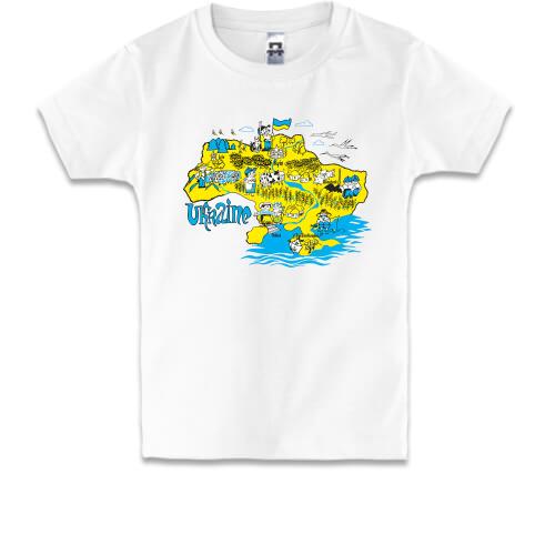 Детская футболка Мультяшная карта Украины