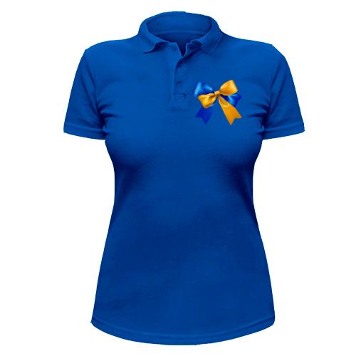 Жіноча футболка-поло Жовто-блакитний бант