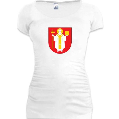 Женская удлиненная футболка с гербом Луцка
