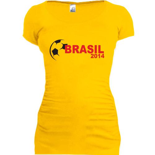 Женская удлиненная футболка BRASIL 2014 (Бразилия 2014)