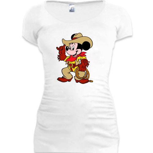 Женская удлиненная футболка Мики ковбой
