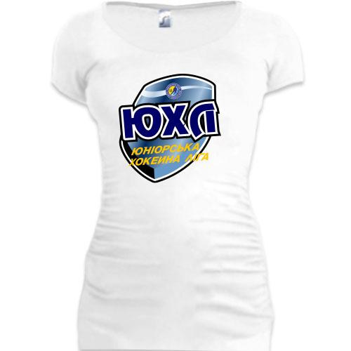 Женская удлиненная футболка Юниорская хоккейная лига Украины