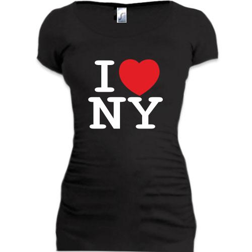Женская удлиненная футболка I Love NY (2)