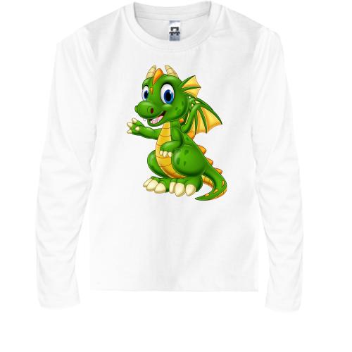 Детская футболка с длинным рукавом с маленькими зеленым дракончи