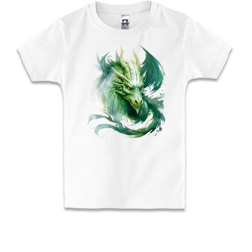 Дитяча футболка Зелений акварельний дракон