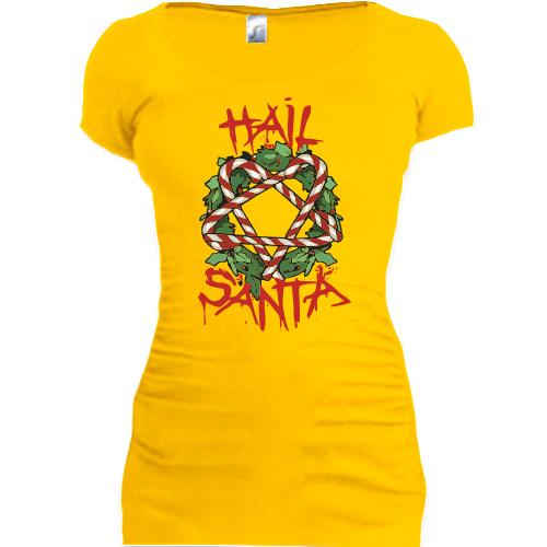 Подовжена футболка з різдвяним вінком Hail Santa