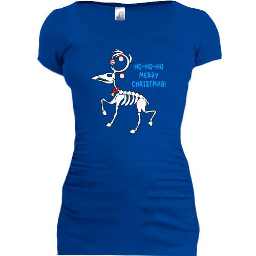 Подовжена футболка зі скелетом оленя Санти Ho-ho-ho