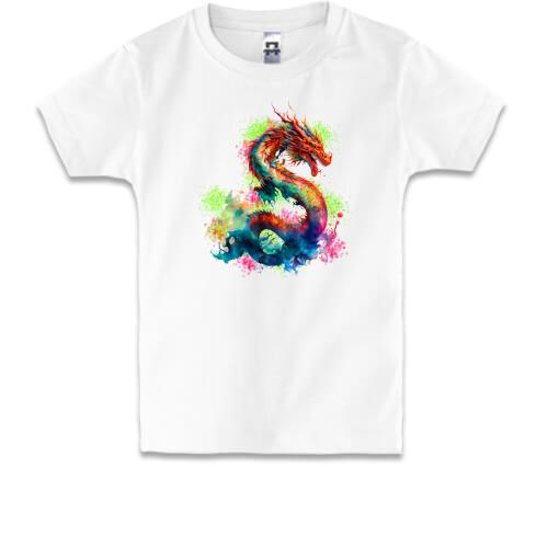 Детская футболка с разноцветным драконом