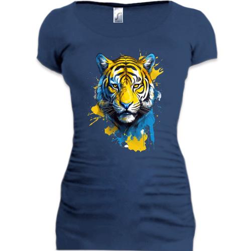 Туника с тигром в желто-синих красках