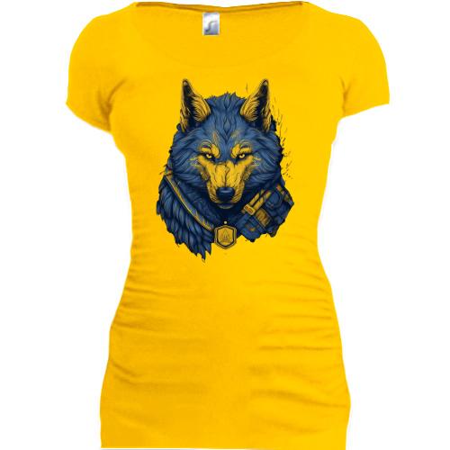 Туника с желто-синим мифическим волком