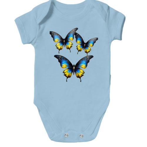 Детское боди с желто-синими бабочками (3)