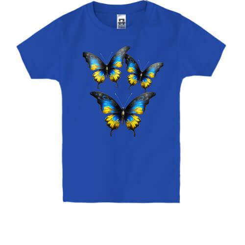 Детская футболка с желто-синими бабочками (3)