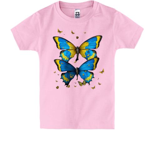Детская футболка с желто-синими бабочками (2)