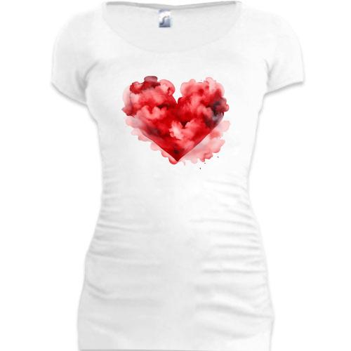 Подовжена футболка Серце з акварельних хмар