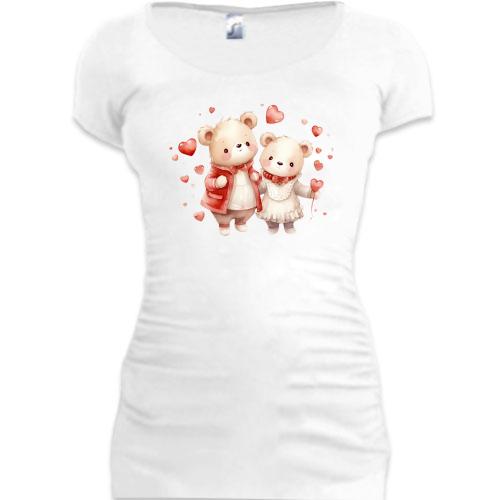 Подовжена футболка із закоханими плюшевими ведмедиками (2)