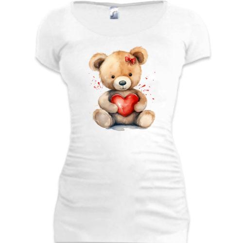 Подовжена футболка Плюшевий ведмедик з серцем (3)