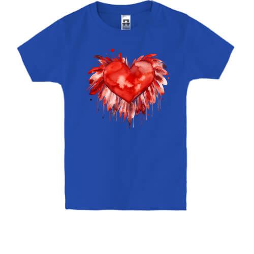 Детская футболка Сердце с перьями