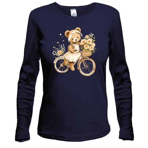 Жіночий лонгслів Плюшевий ведмедик на велосипеді (2)