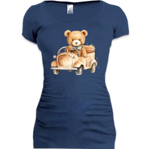 Подовжена футболка Плюшевий ведмедик на машині