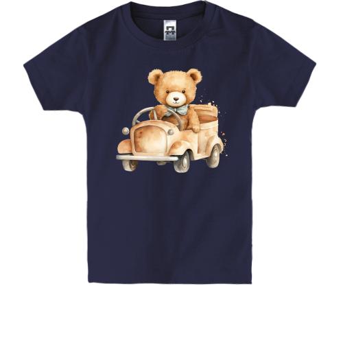 Дитяча футболка Плюшевий ведмедик на машині