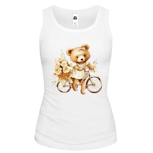 Жіноча майка Плюшевий ведмедик на велосипеді