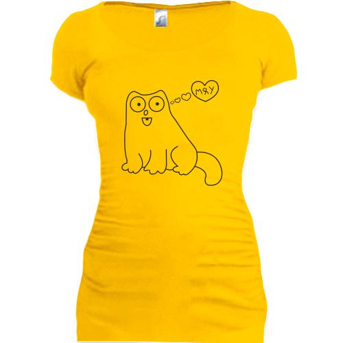 Женская удлиненная футболка Кот Саймона