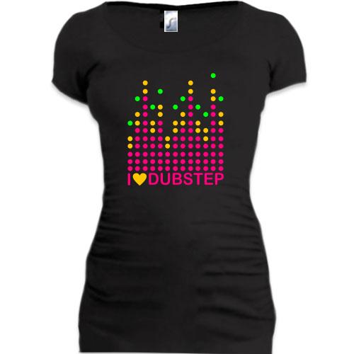 Женская удлиненная футболка Dubstep love (рисунок)