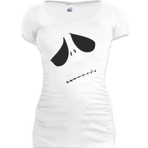 Женская удлиненная футболка с грустным призраком