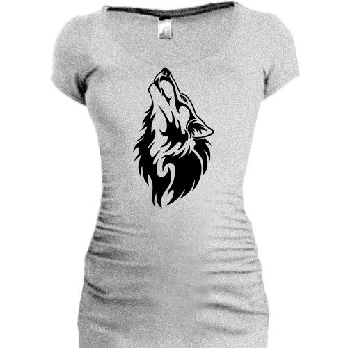 Женская удлиненная футболка Волк