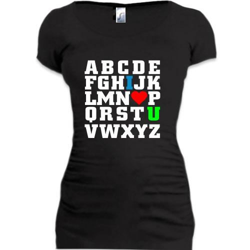 Женская удлиненная футболка Азбука