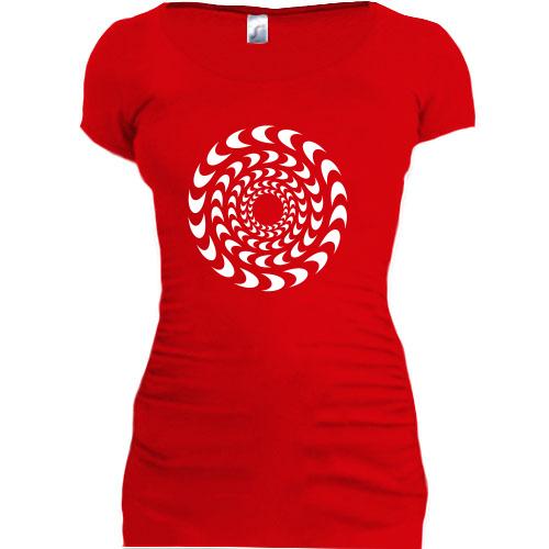 Женская удлиненная футболка Иллюзия вращения