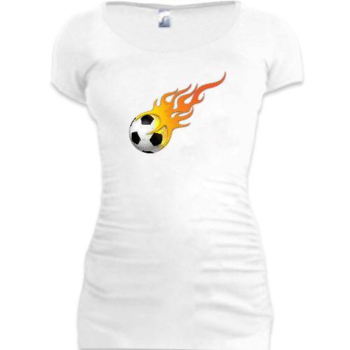 Женская удлиненная футболка Огненный мяч